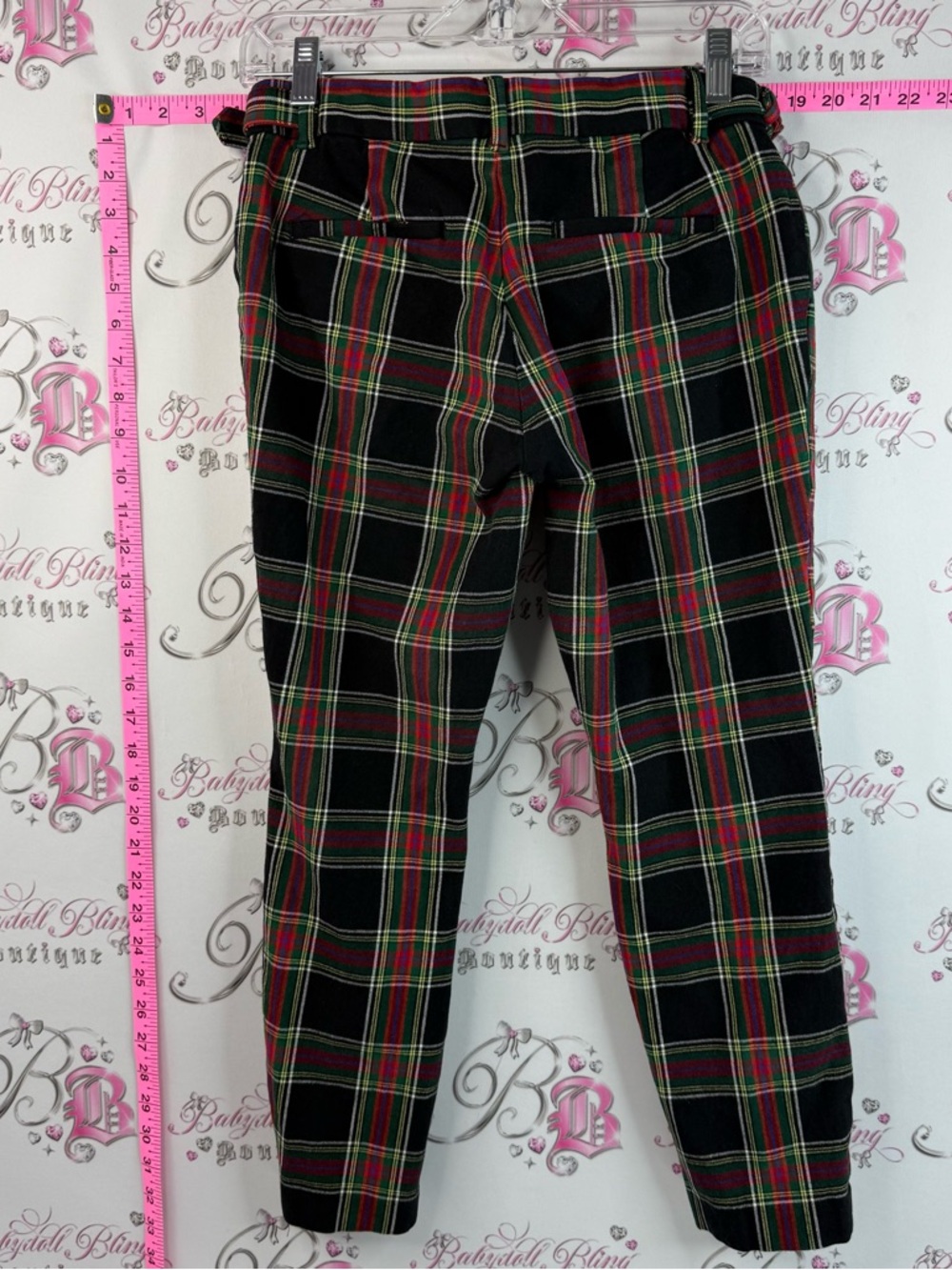 GAP Signature Skinny Ankle Trousers in with a Red, Green & Black pattern way Y2K - Picture 2 of 10